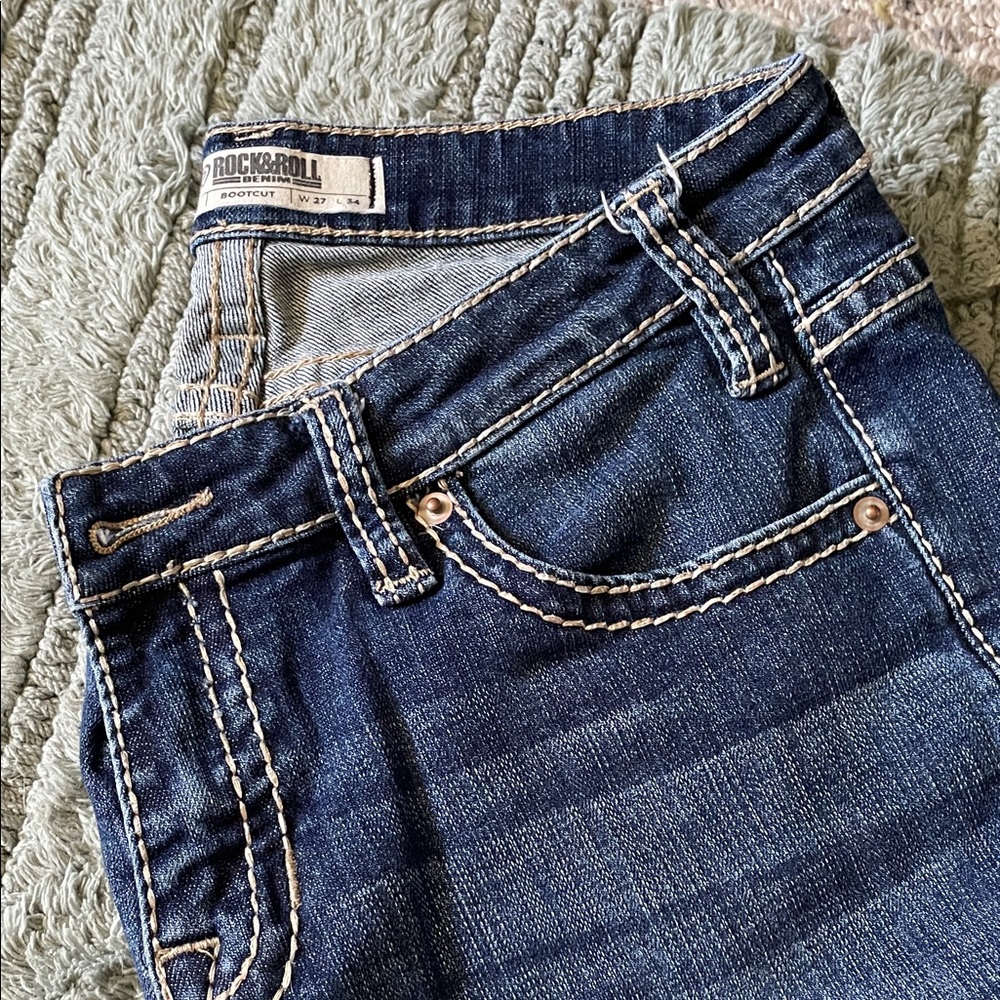 Rock & Roll Cowgirl Dark Blue Boot Cut Jeans